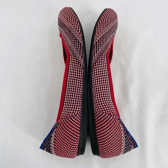 Rothy’s Mirror Stripe Red White Blue Round Toe Flats Special Edition Shoe Size 7 - Picture 4 of 14